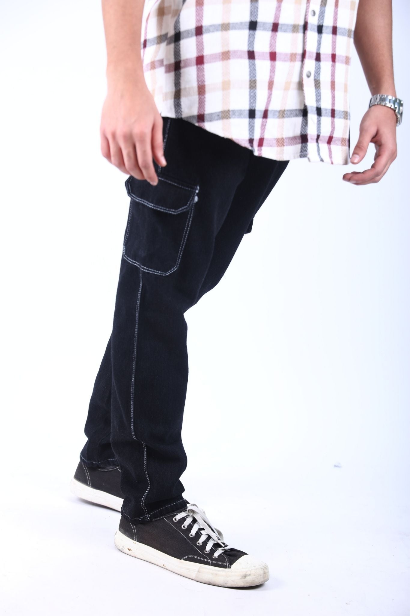 Black Jeans with Contrast Stitching