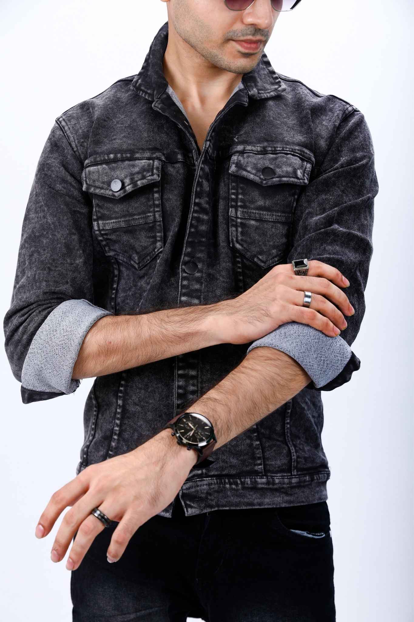 Washed Black Denim Shirt