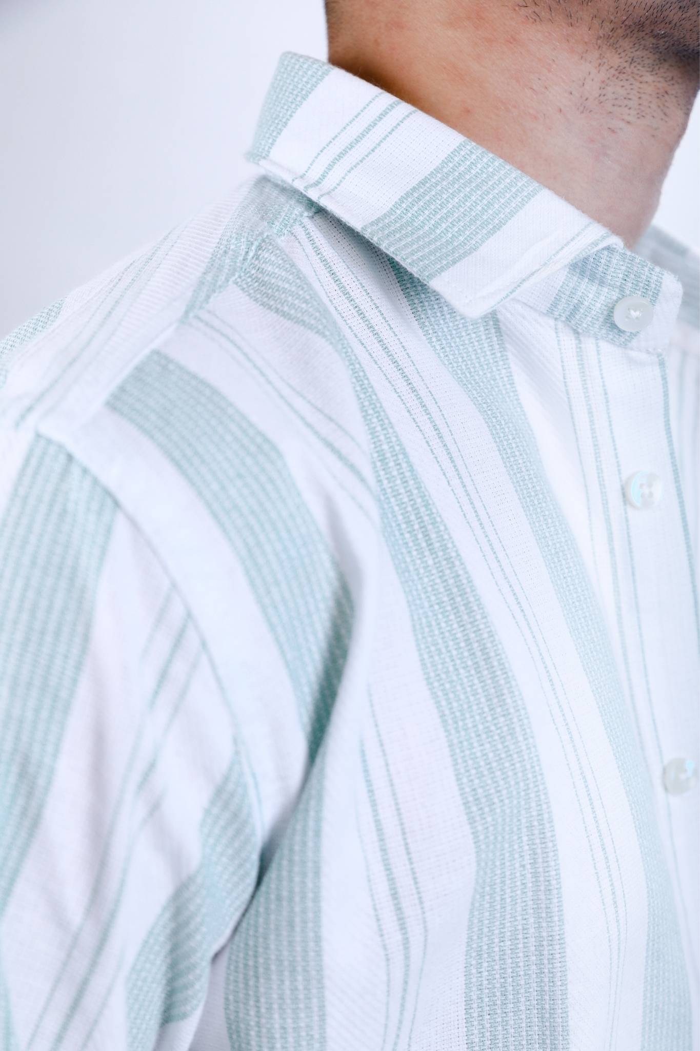 Mint Green Striped Linen Shirt