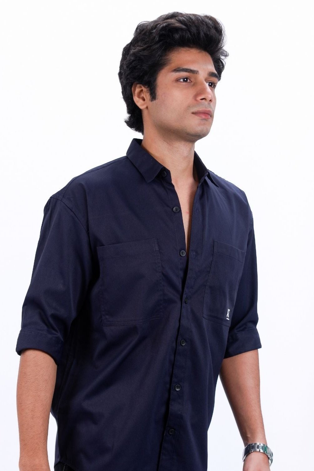 Navy Blue Graphic Print Shirt