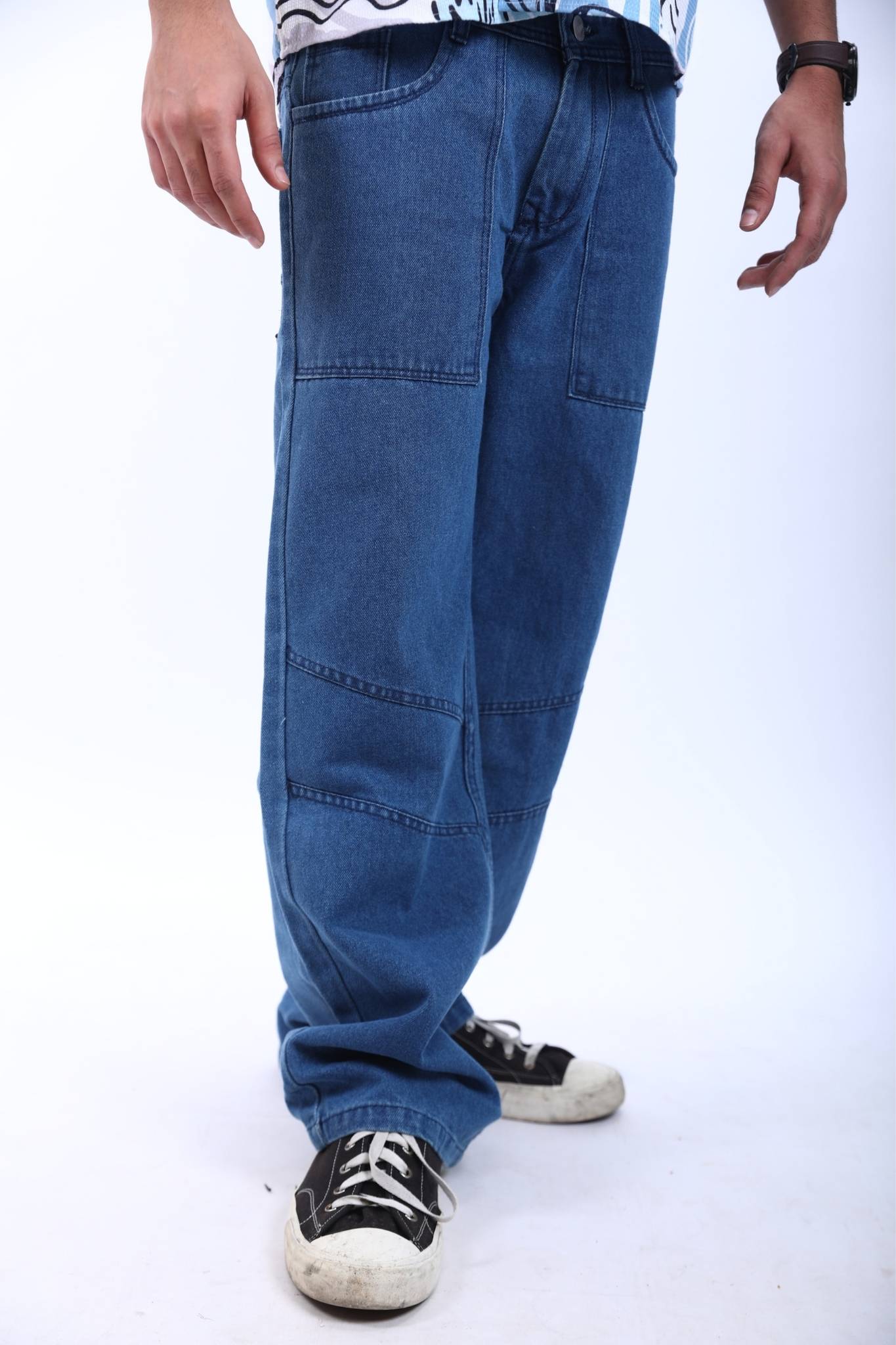 Loose-Fit Patchwork Denim Jeans