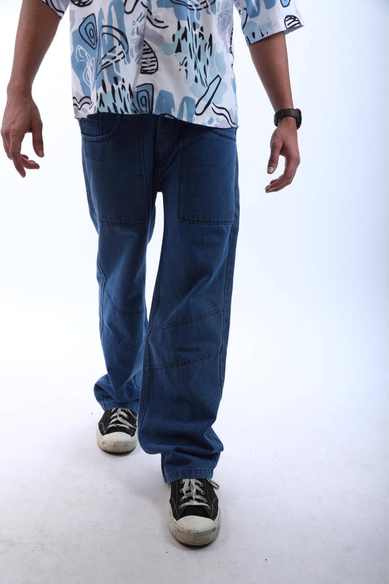 Loose-Fit Patchwork Denim Jeans