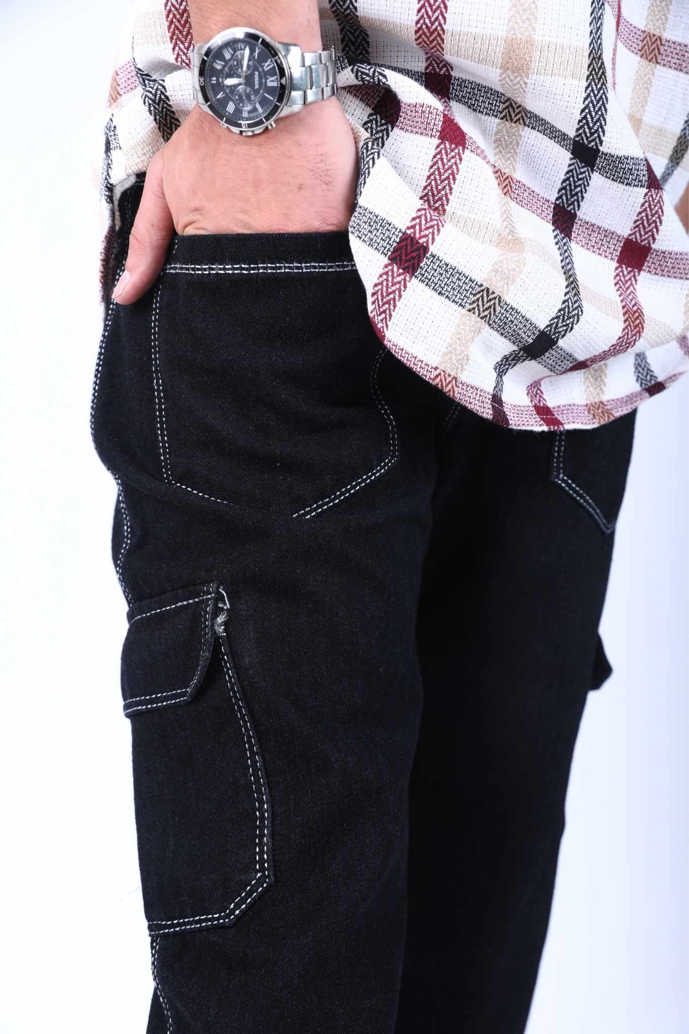 Black Jeans with Contrast Stitching