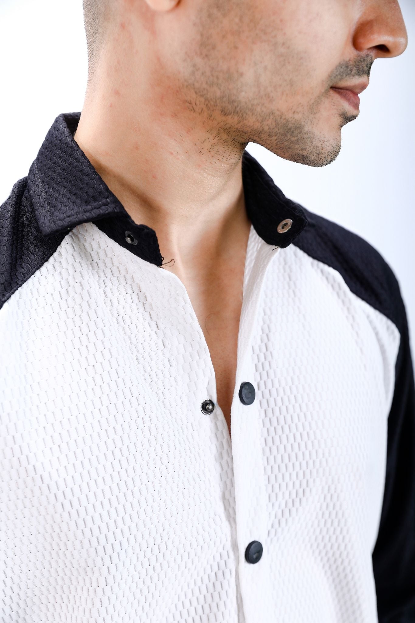 Dual-Tone Contrast Panel Shirt