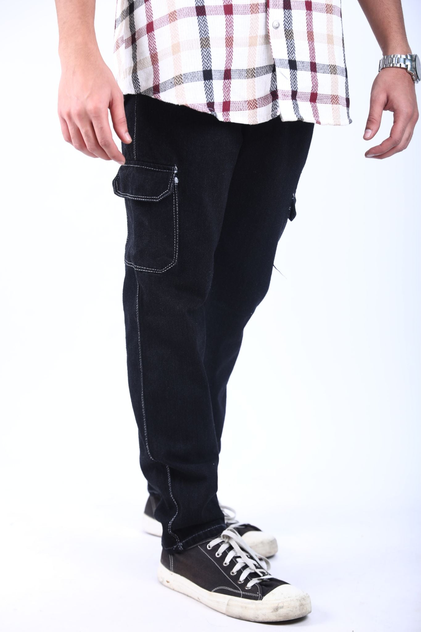 Black Jeans with Contrast Stitching