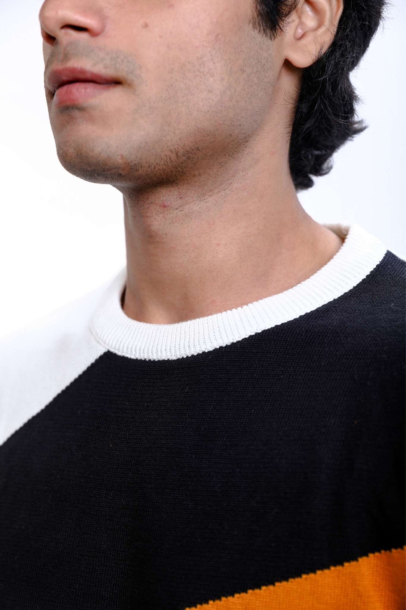 Mustard, Black, and White Colorblock T-Shirt