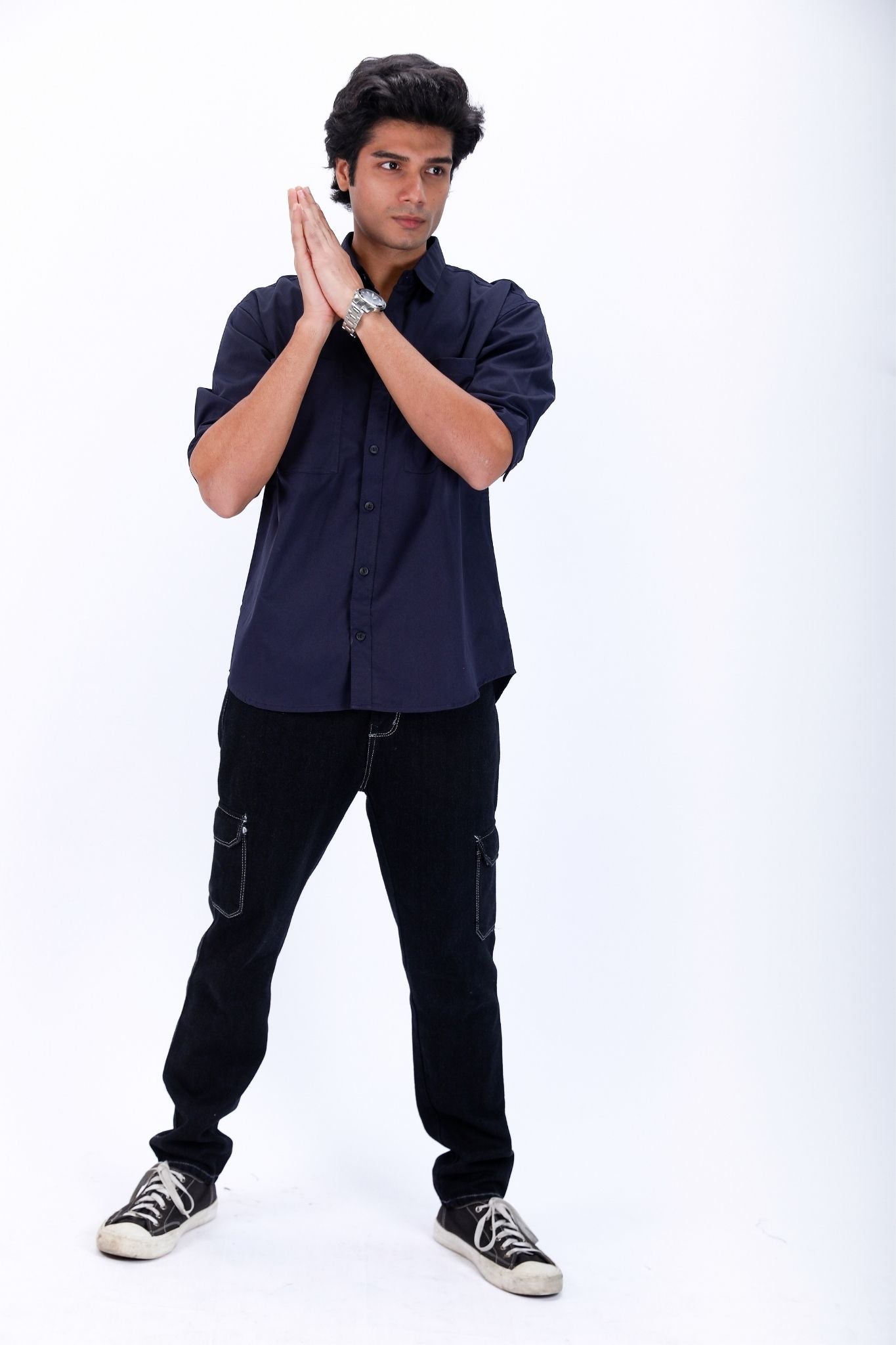 Navy Blue Graphic Print Shirt