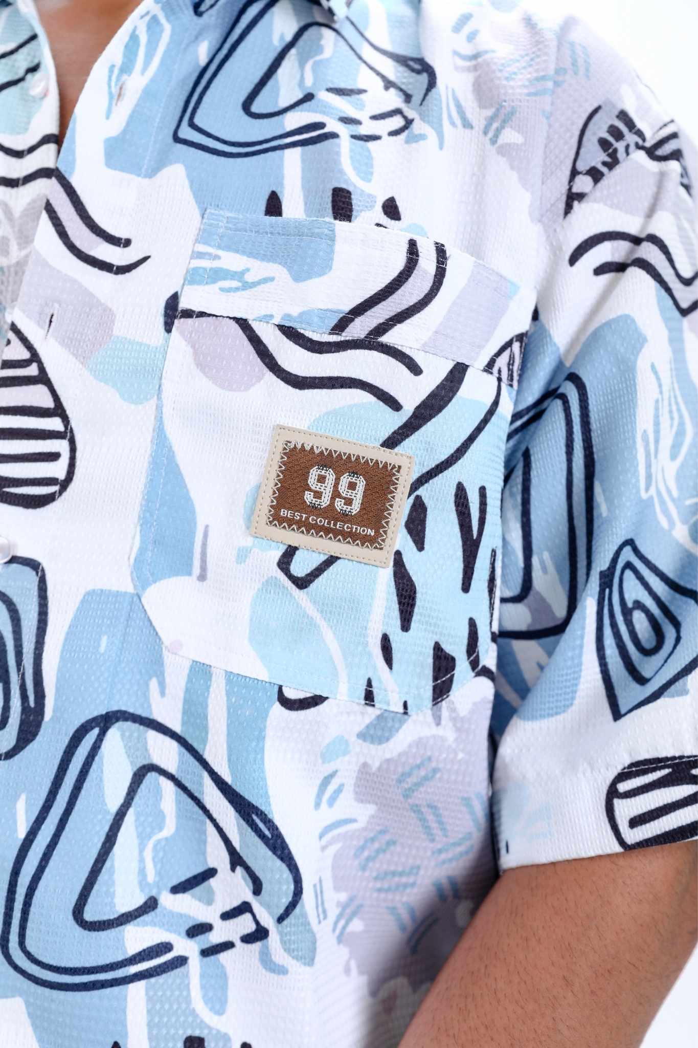 Abstract Patterned Short-Sleeve Shirt