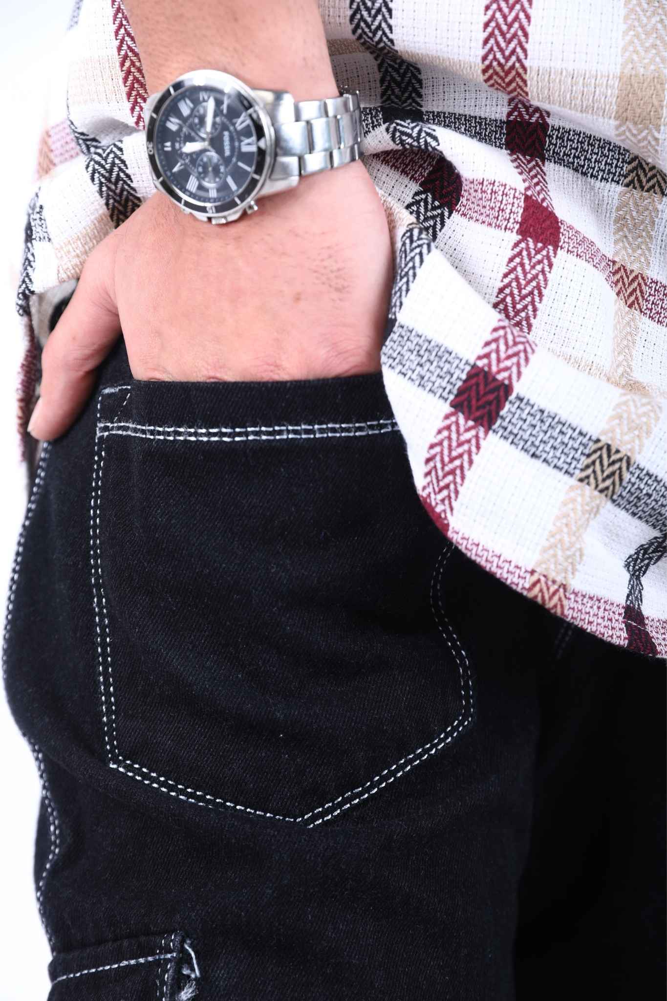 Black Jeans with Contrast Stitching