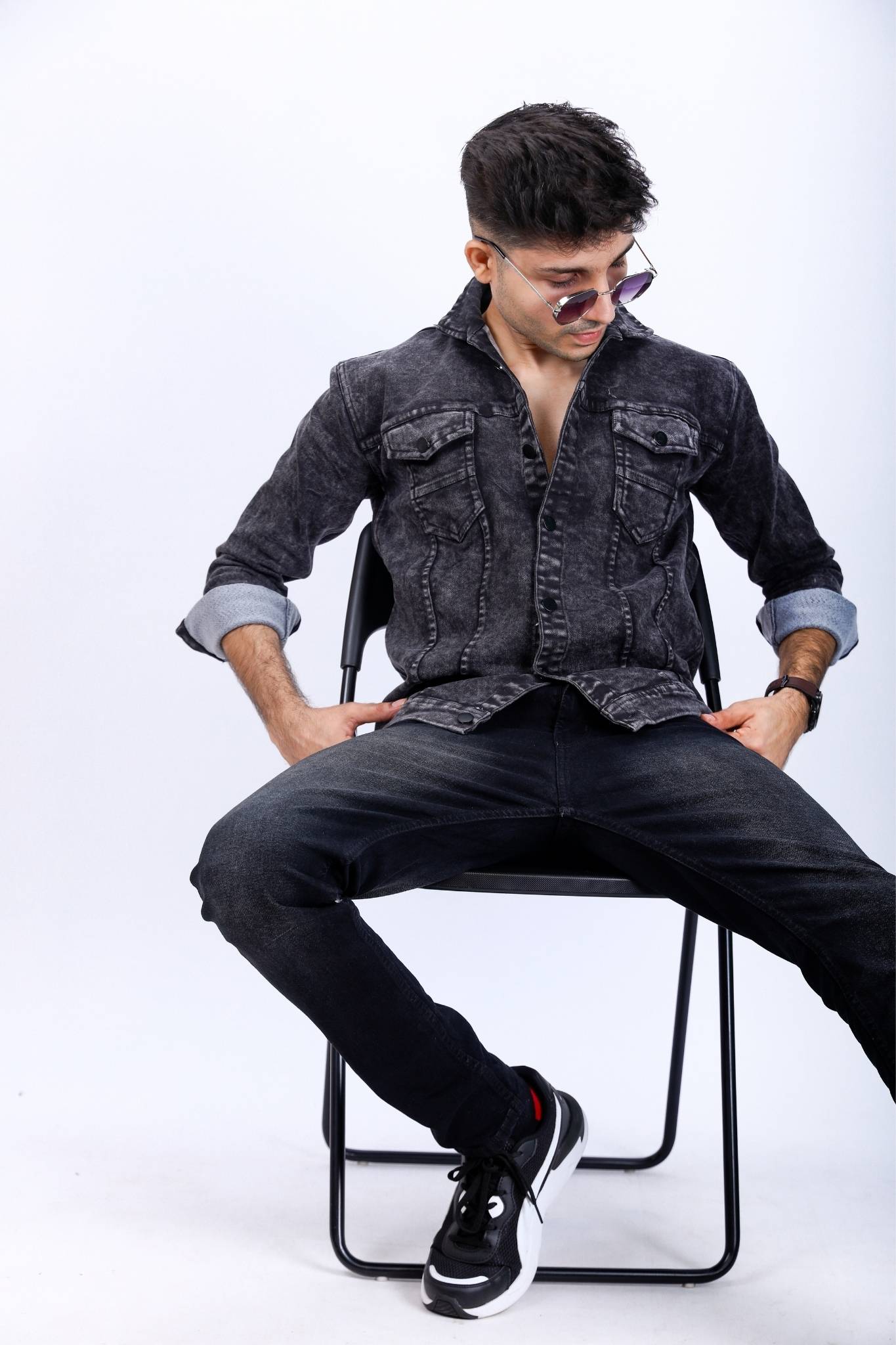 Washed Black Denim Shirt