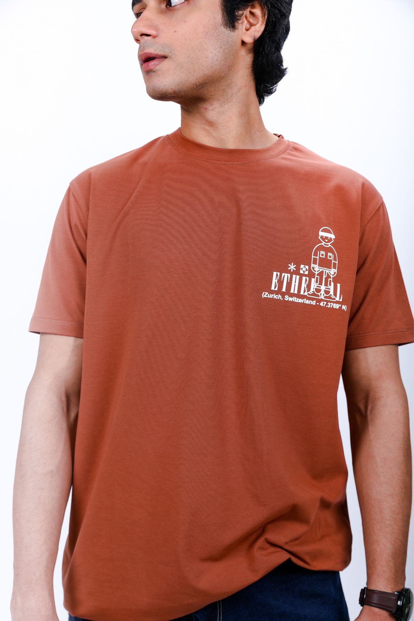 Rust Color Graphic T-Shirt