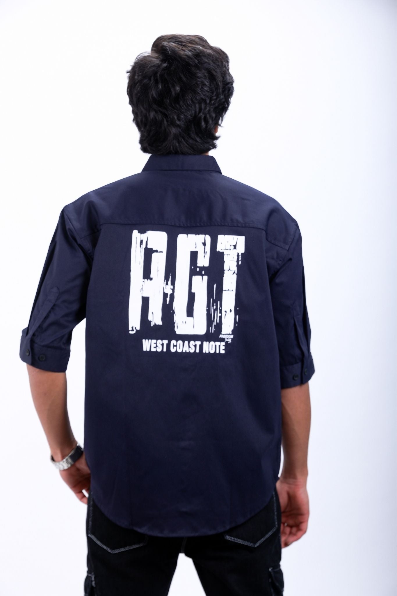 Navy Blue Graphic Print Shirt