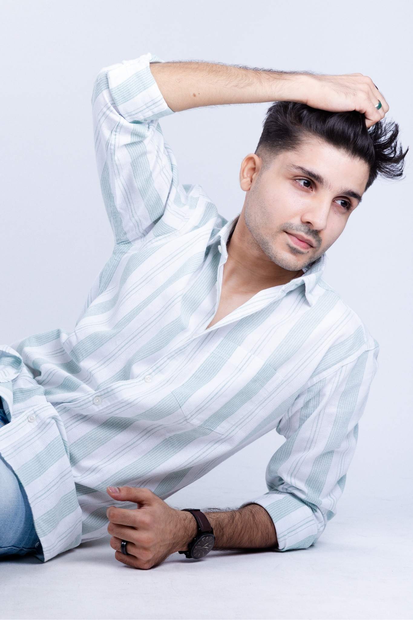 Mint Green Striped Linen Shirt