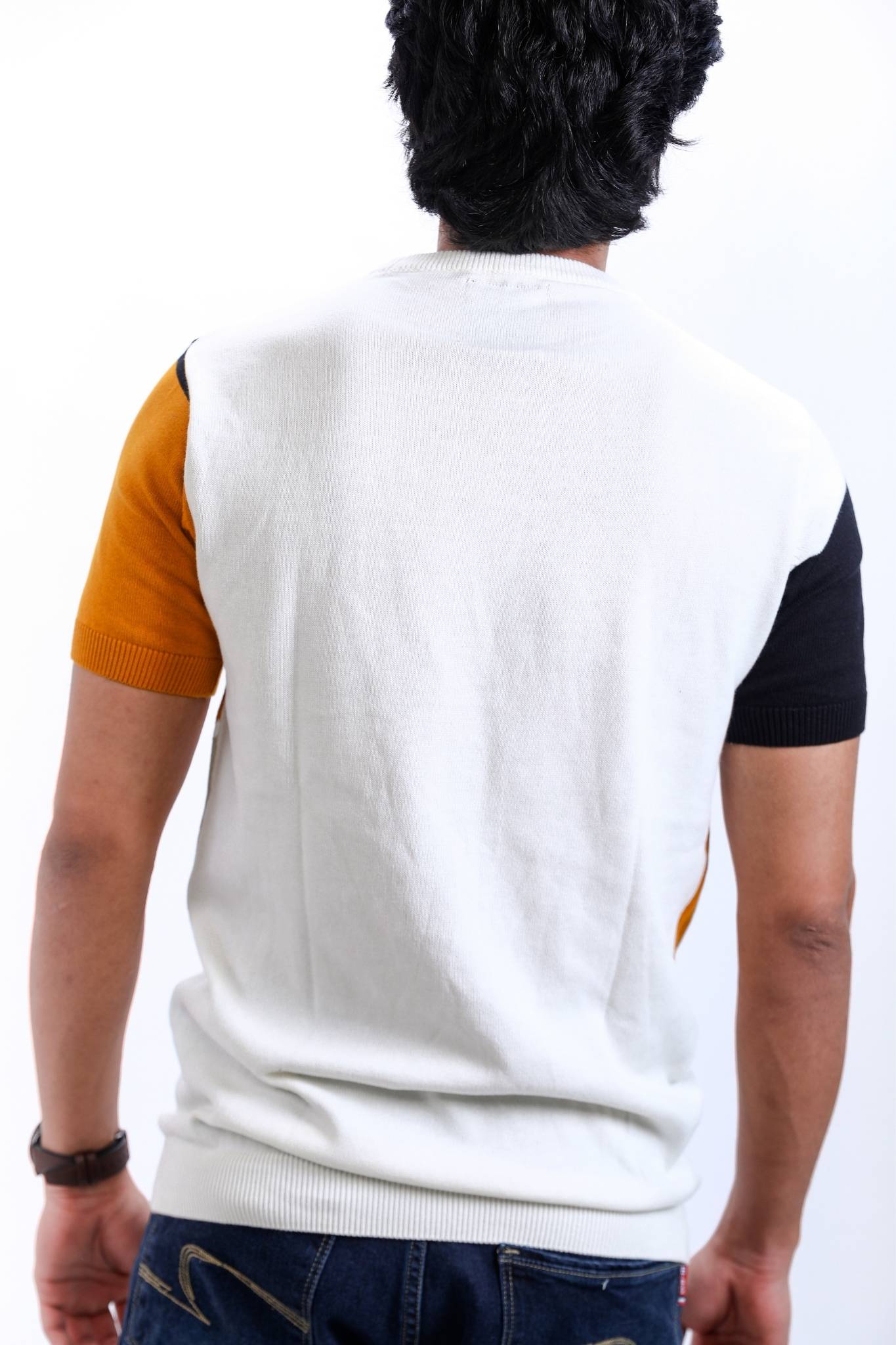 Mustard, Black, and White Colorblock T-Shirt