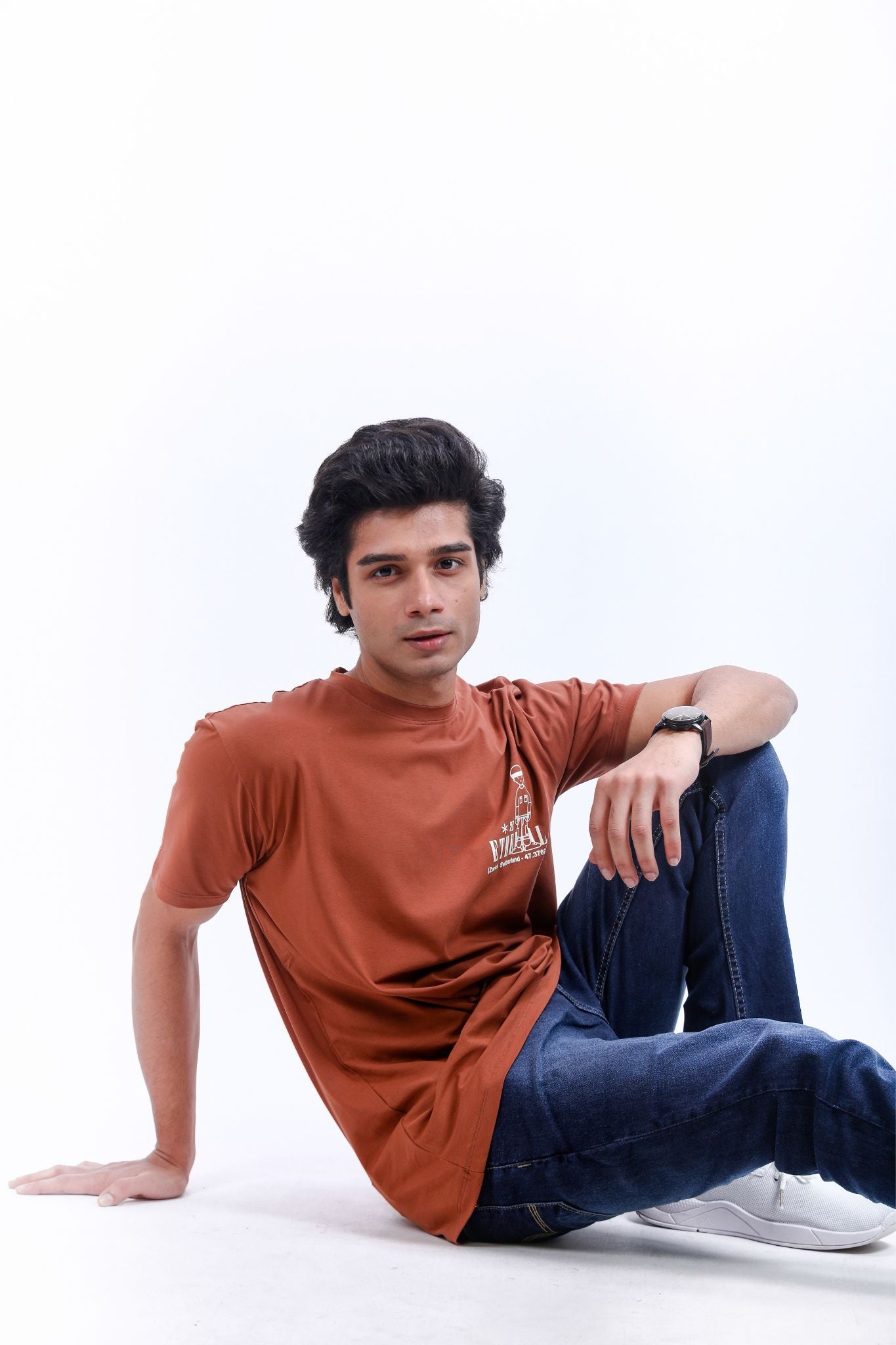 Rust Color Graphic T-Shirt