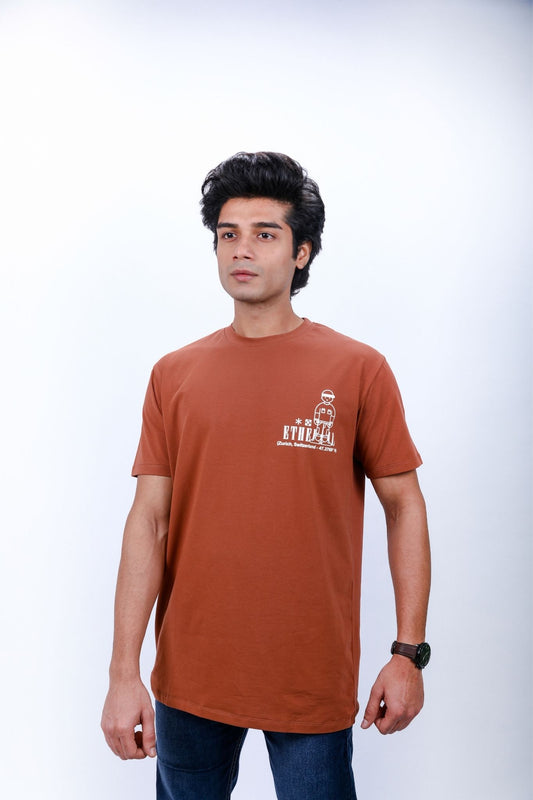 Rust Color Graphic T-Shirt