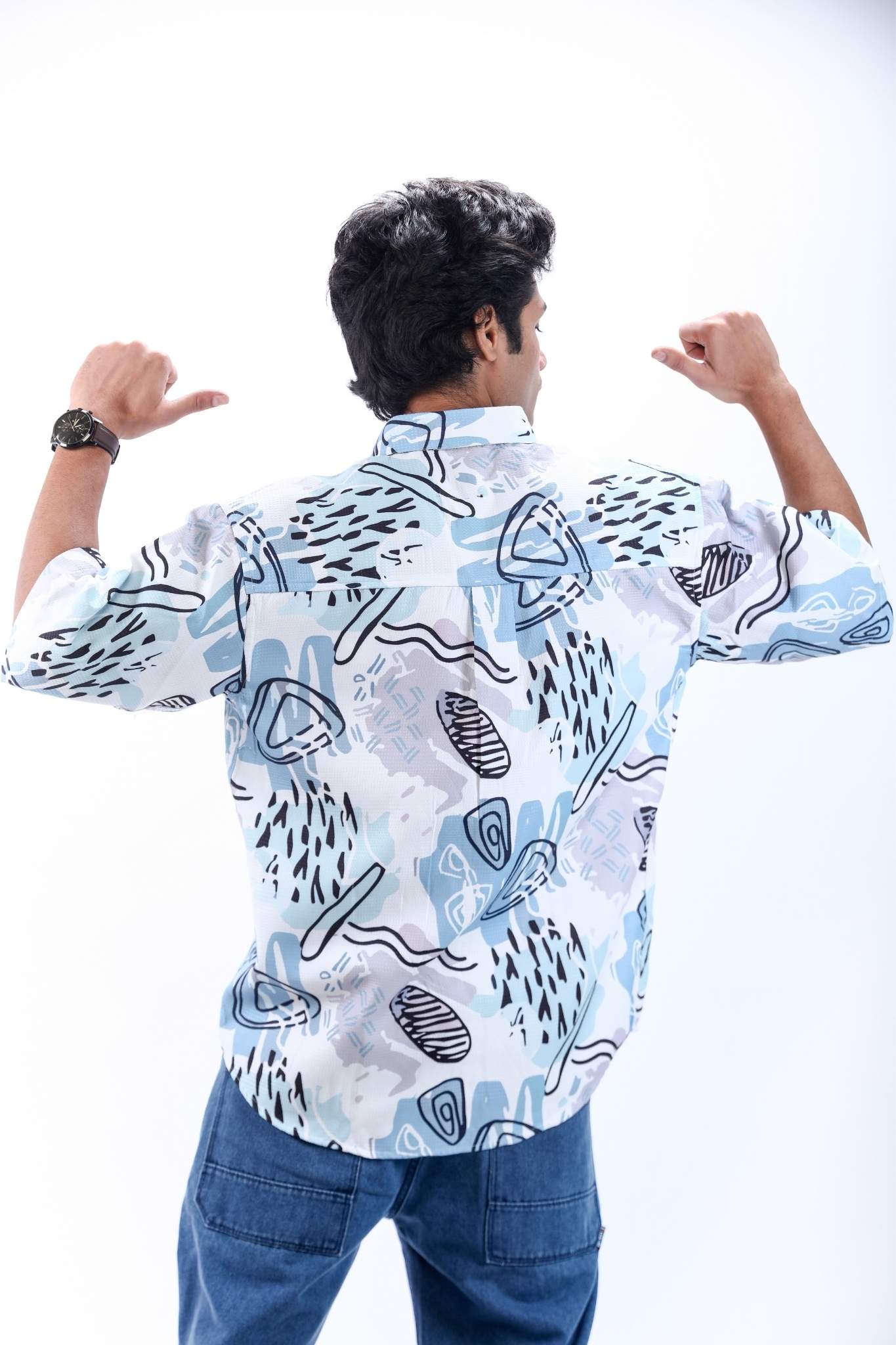 Abstract Patterned Short-Sleeve Shirt