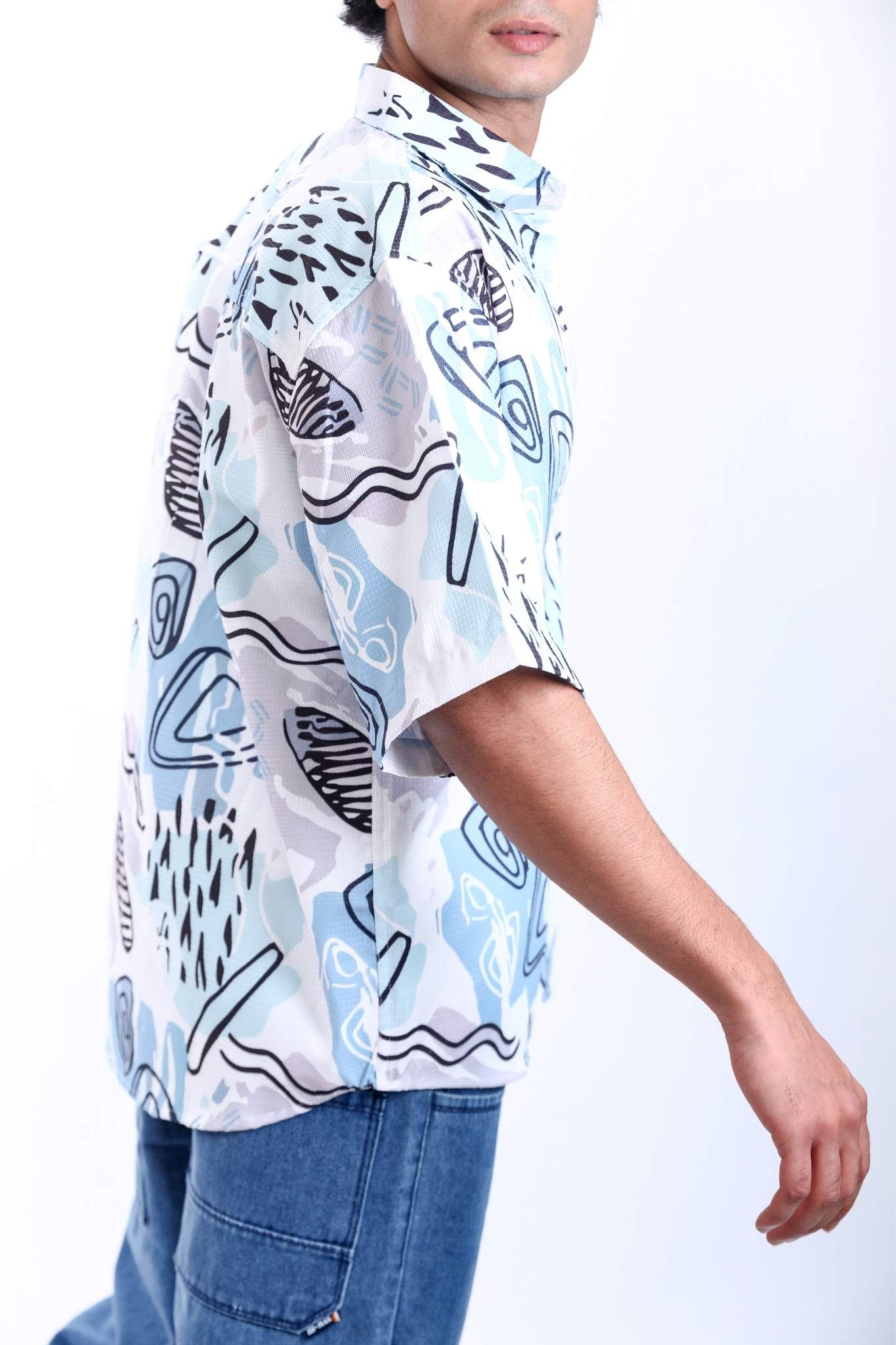Abstract Patterned Short-Sleeve Shirt