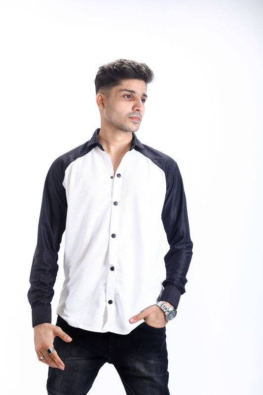 Dual-Tone Contrast Panel Shirt