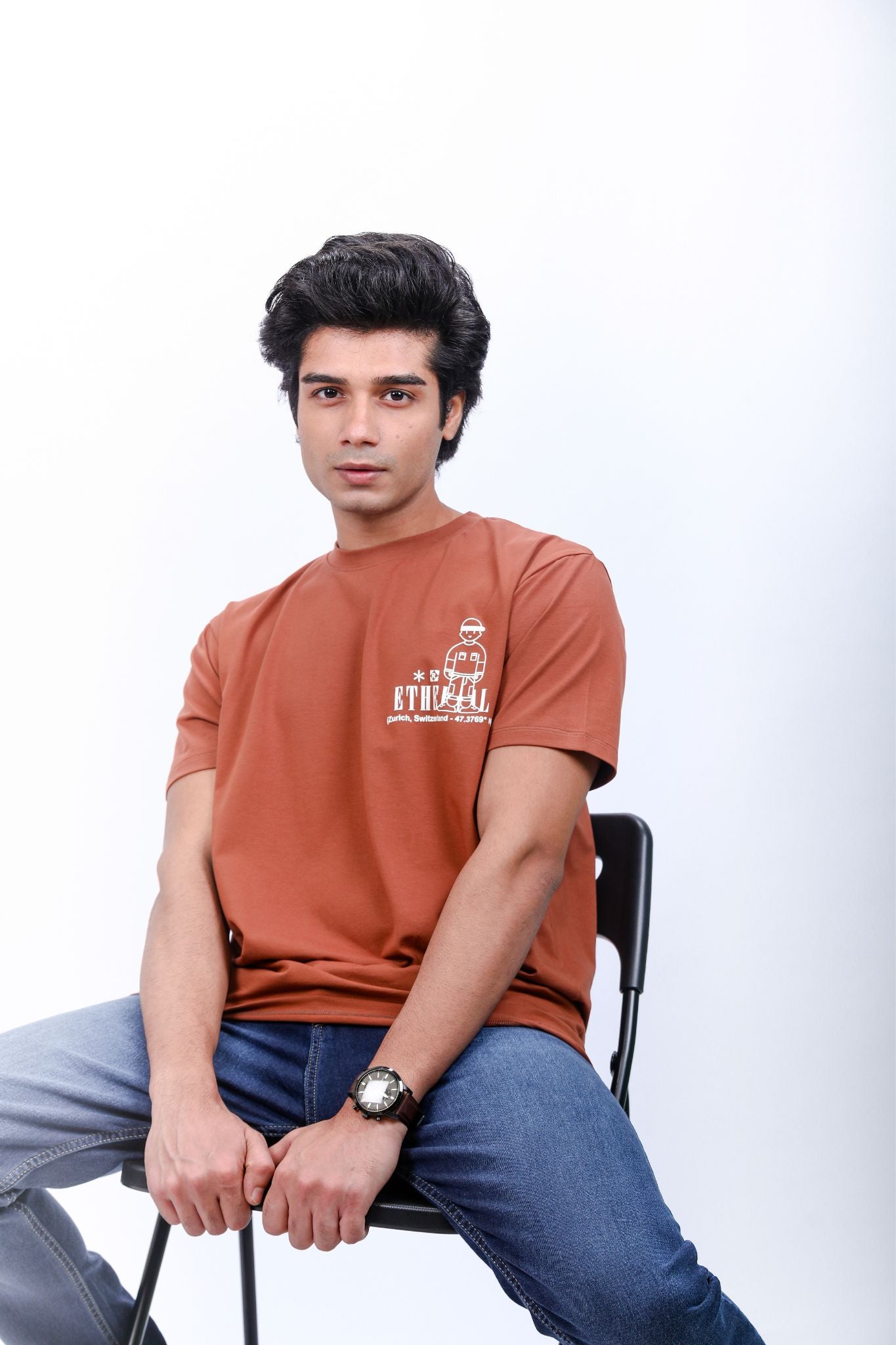 Rust Color Graphic T-Shirt