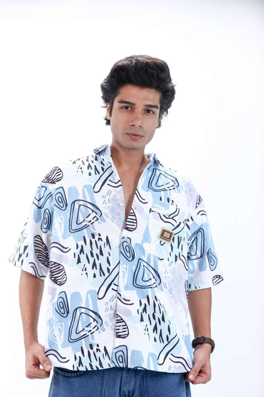 Abstract Patterned Short-Sleeve Shirt