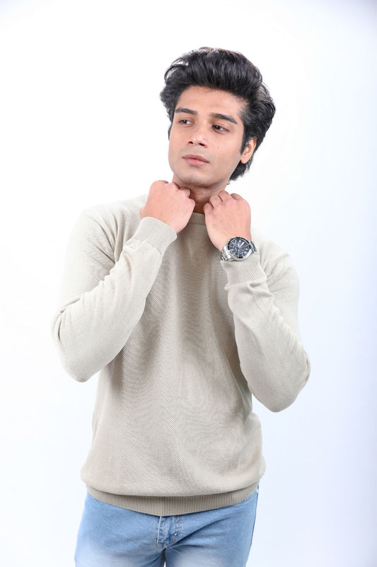 Beige Essential Knit Long-Sleeve T-Shirt